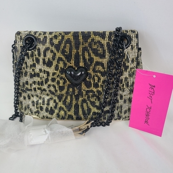 NEW Betsey Johnson Shine Art Convertible Leopard Shoulder Bag MSRP $108 NWT - Picture 4 of 11